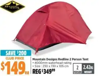 Anaconda Mountain Designs Redline 2 Person Tent offer