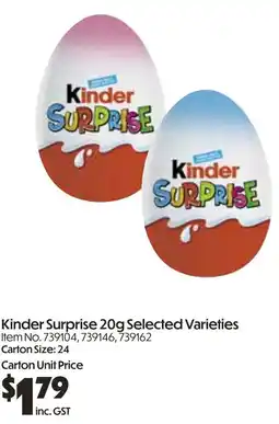 Campbells Wholesale Kinder Surprise offer