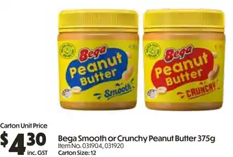 Campbells Wholesale Bega Smooth or Crunchy Peanut Butter offer