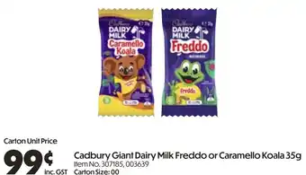 Campbells Wholesale Cadbury Giant Dairy Milk Freddo or Caramello Koala offer