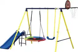 Toymate Skyfly Swing Set With Slide And Hoop offer