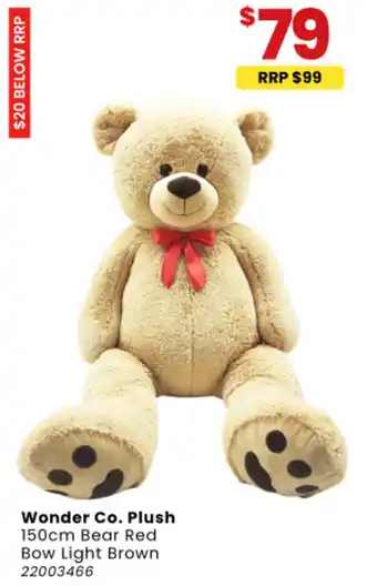 Toymate Wonder Co. Plush 150cm Bear Red Bow Light Brown offer