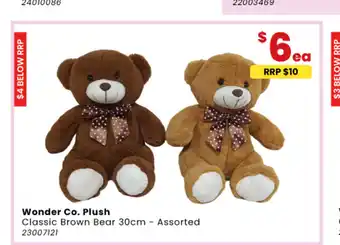 Toymate Wonder Co. Plush Classic Brown Bear 30cm offer