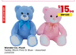 Toymate Wonder Co. Plush Teddy 36cm Pink Or Blue offer