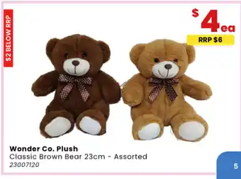 Toymate Wonder Co. Plush Classic Brown Bear 23cm offer