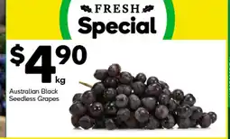 Woolworths Australian Black Seedless Grapes offer