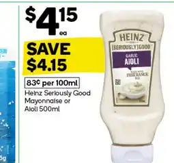 Woolworths Heinz Seriously Good Mayonnaise or Aioli offer