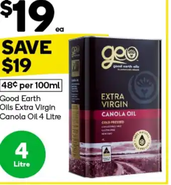 Woolworths Good Earth Oils Extra Virgin Canola Oil offer