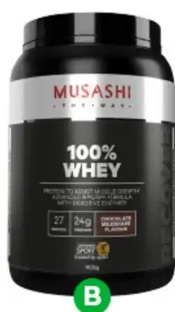 Woolworths Musashi 100% Whey Protein Powder offer