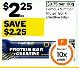 Woolworths Famous Nutrition Protein Bar + Creatine offer