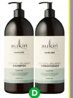 Woolworths Sukin Shampoo or Conditioner offer