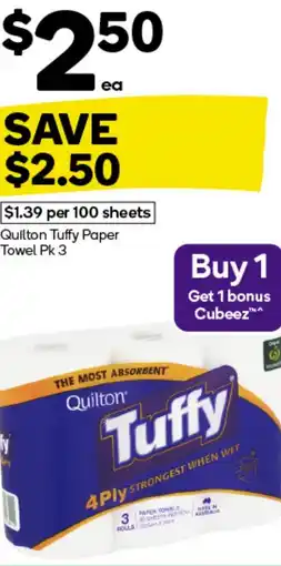 Woolworths Quilton Tuffy Paper Towel offer