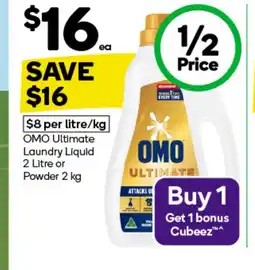 Woolworths OMO Ultimate Laundry Liquid 2 Litre or Powder 2 kg offer