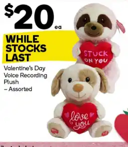 Woolworths Valentine's Day Voice Recording Plush -Assorted offer