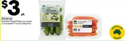 Woolworths Australian Qukes Baby Cucumbers or Snackables Carrots offer