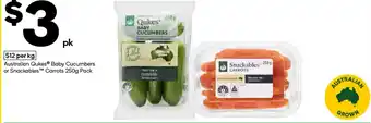 Woolworths Australian Qukes Baby Cucumbers or Snackables Carrots offer