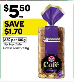 Woolworths Tip Top Cafe Raisin Toast offer