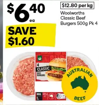 Woolworths Woolworths Classic Beef Burgers offer