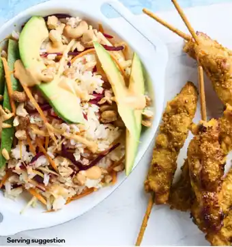 Woolworths Satay Chicken Kebabs with Rainbow Rice Salad offer