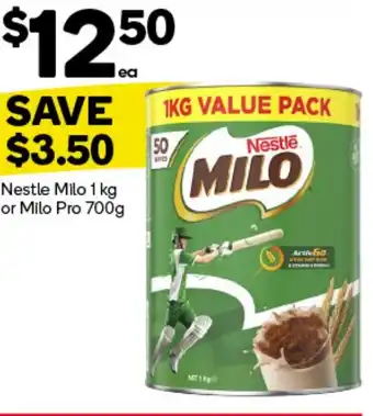 Woolworths Nestle Milo 1 kg or Milo Pro 700g offer