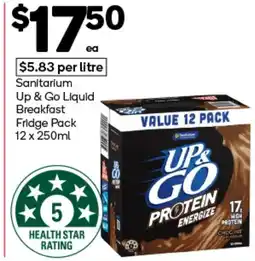 Woolworths Sanitarium Up & Go Liquid Breakfast Fridge Pack offer