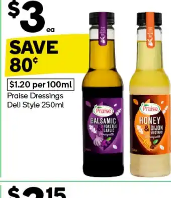 Woolworths Praise Dressings Deli Style offer