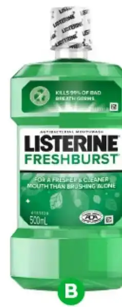 Woolworths Listerine Freshburst Antibacterial Mouthwash offer