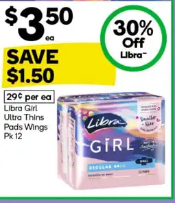 Woolworths Libra Girl Ultra Thins Pads Wings offer