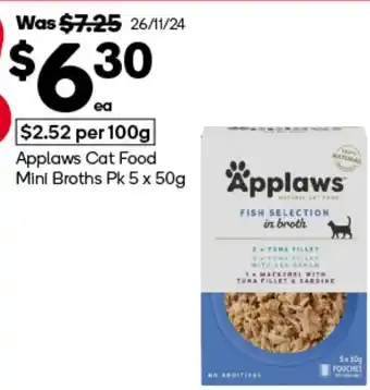 Woolworths Applaws cat food mini broths offer