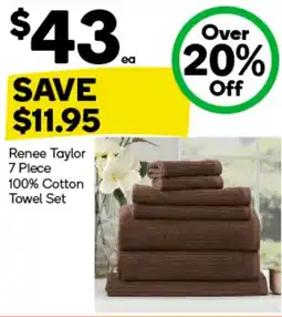 Woolworths Renee Taylor 7 Plece 100% Cotton Towel Set offer