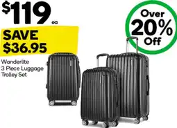 Woolworths Wanderlite 3 piece luggage trolley set offer