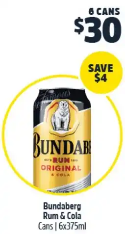 Woolworths Bundaberg Rum & Cola Cans offer