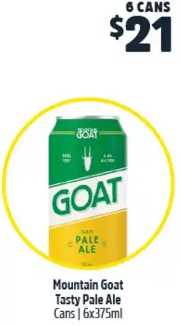 Woolworths Mountain goat tasty pale ale cans offer