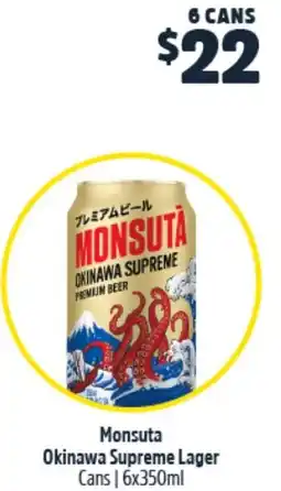 Woolworths Monsuta okinawa supreme lager cans offer