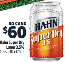 Woolworths Hahn super dry lager 3.5% cans offer