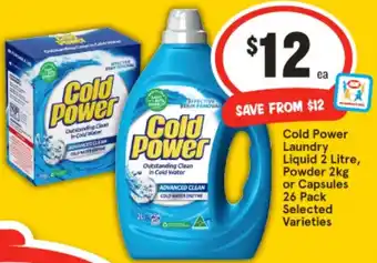 IGA Cold power laundry liquid 2 litre, powder offer