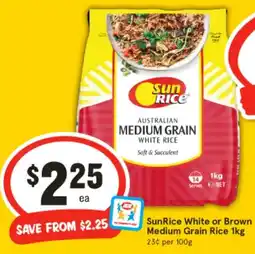 IGA Sunrice white or brown medium grain rice offer