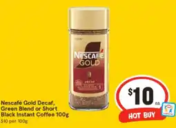 IGA Nescafé gold decaf, green blend or short black instant coffee offer