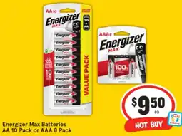 IGA Energizer max batteries aa 10 pack or aaa offer