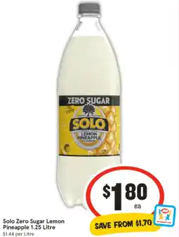 IGA Solo zero sugar lemon pineapple offer