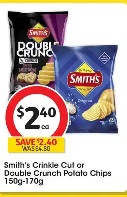 Coles Smith's Crinkle Cut or Double Crunch Potato Chips offer