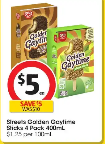 Coles Streets Golden Gaytime Sticks 4 Pack offer