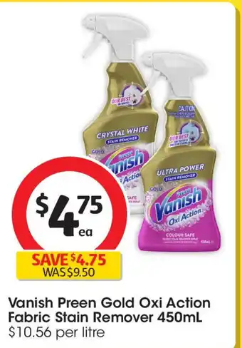 Coles Vanish Preen Gold Oxi Action Fabric Stain Remover offer