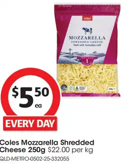 Coles Mozzarella shredded cheese offer