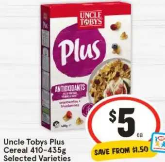 IGA Uncle Tobys Plus Cereal offer