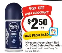 IGA Nivea Anti-perspirant Roll On offer