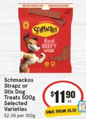 IGA Schmackos strapz or stix dog treats offer