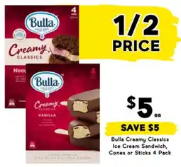 Drakes Bulla Creamy Classics Ice Cream Sandwich, Cones or Sticks offer