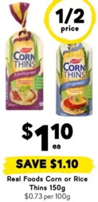 Drakes Real Foods Corn or Rice Thins offer