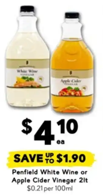 Drakes Penfield White Wine or Apple Cider Vinegar offer